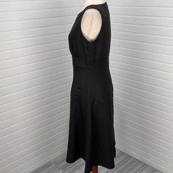 Talbots Dress Women 6 Black Irish Linen Fit Flare Classic‎ Casual Lagenlook - Picture 3 of 12